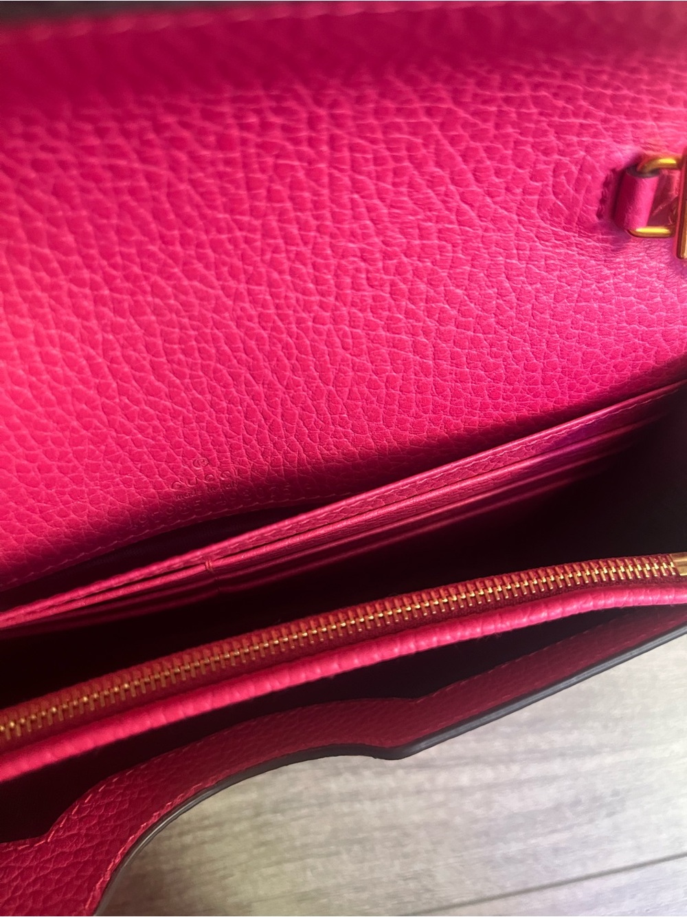 Gucci GG Marmont Pink Pebbled Leather Wallet on Chain + Packaging - Picture 13 of 14